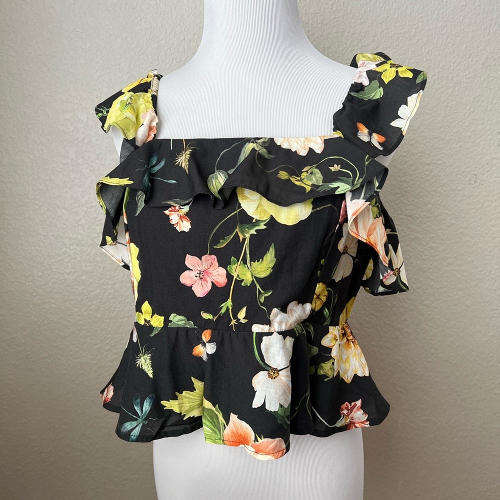 NWT H&M Floral Peplum Ruffle Top, M